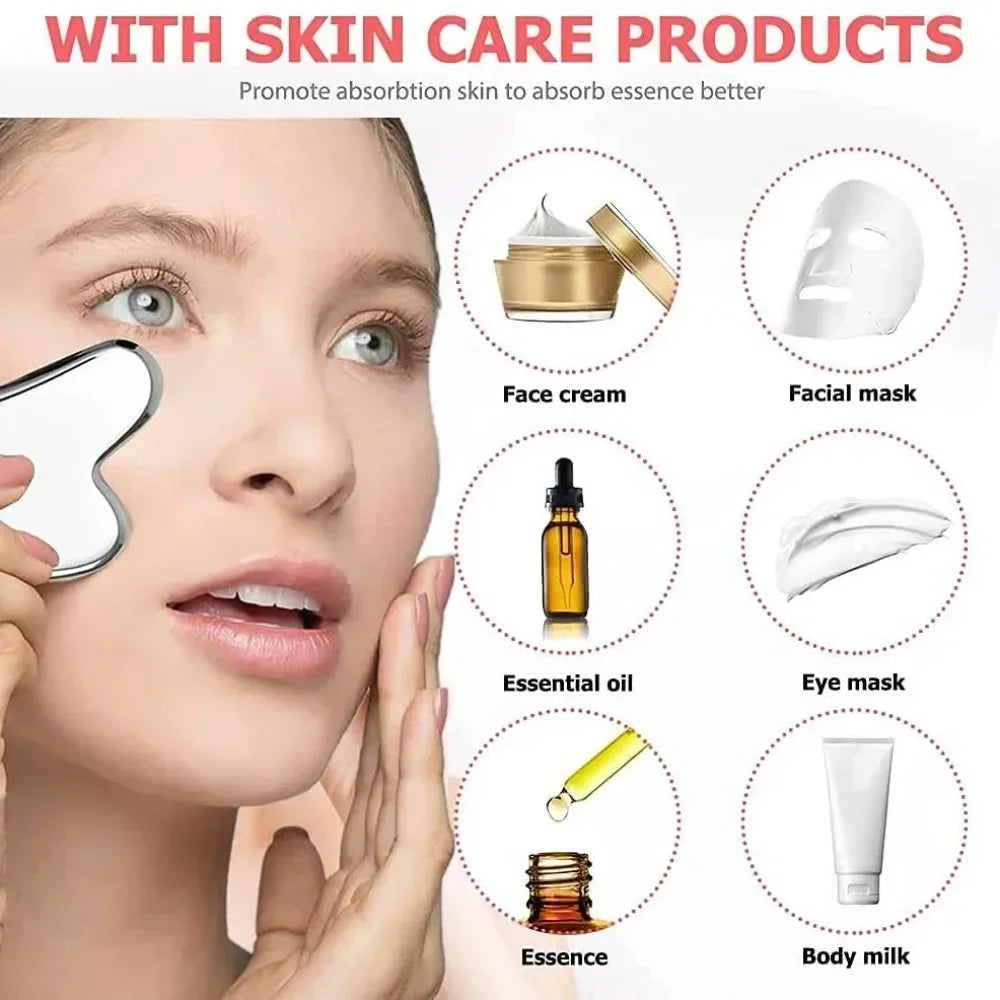 Pierre de Gua Sha en acier inoxydable, rouleau à glace pour le visage